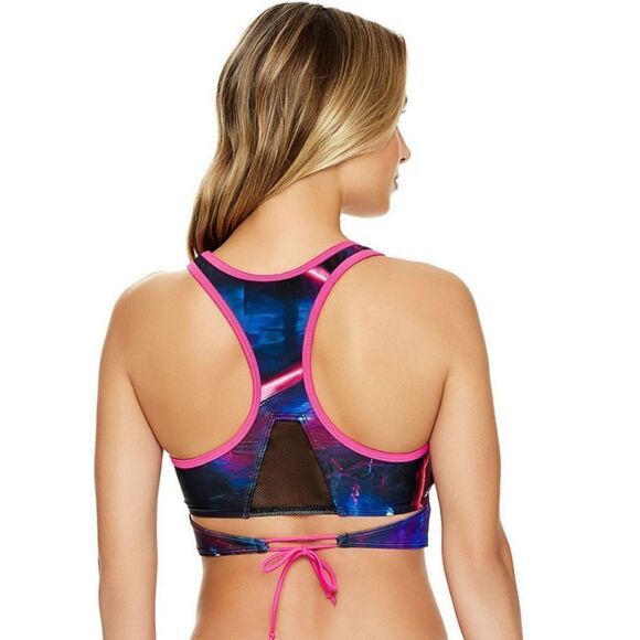 Reebok Print Tie-Back Mesh Inset Bikini Top - Picture 2 of 3